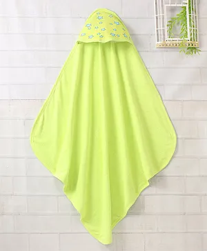 Babyhug Cotton Baby Hooded Towel Stars Printed - Green