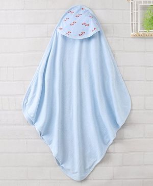 Babyhug Hooded Towel Fish Print - Blue