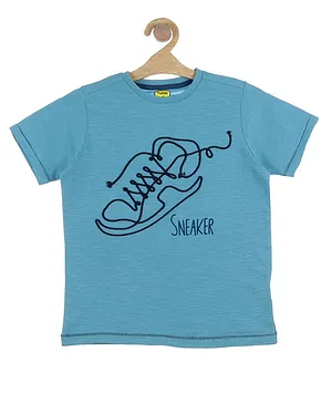 Lil Lollipop Half Sleeves Sneaker Print T Shirt - Blue