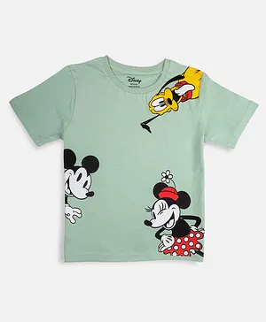 Nap Chief Half Sleeves Disney Mickey & Friends Printed Tee - Sage Green