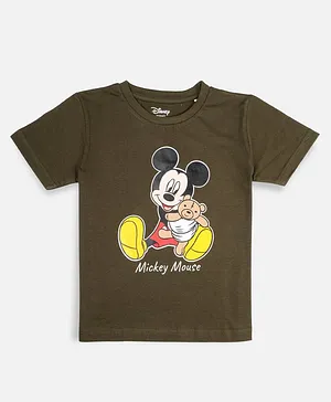 Nap Chief Half Sleeves Disney Mickey Mouse Printed Tee - Bottle Green
