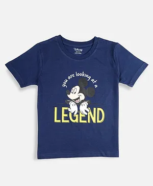 Nap Chief Half Sleeves Disney Mickey Mouse Printed Tee - Indigo Blue