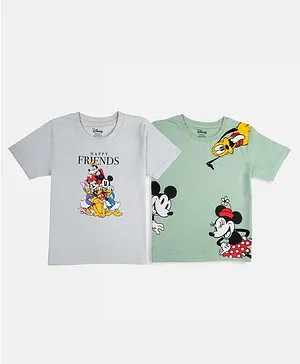 Nap Chief Pack Of 2 Half Sleeves Disney Mickey & Friends Printed Tees - Grey & Sage Green