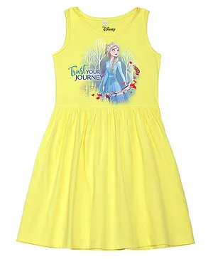 Disney By Wear Your Mind Sleeveless Elsa Print Dress - Lemon Yellow