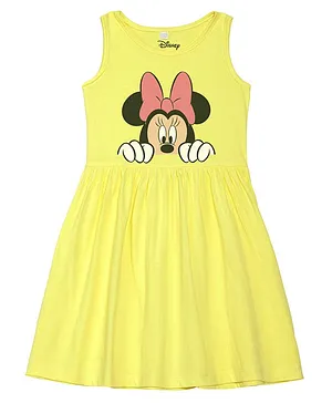Disney By Wear Your Mind Sleeveless Minnie Mouse Print Dress - Yellow