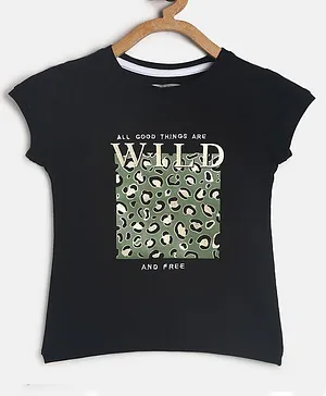 Tales & Stories All Good Things Are Wild And Free Print Short Sleeves Tee - Black