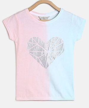 Tales & Stories Heart Embellished Short Sleeves Tee - Peach