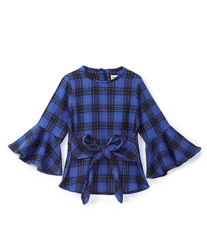 Soul Fairy Full Sleeves Checked Top - Blue