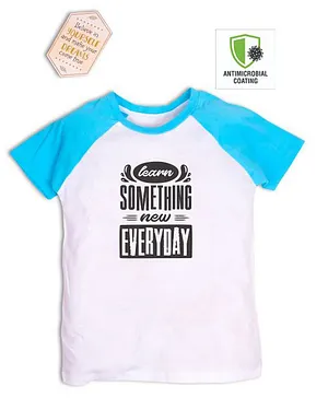 COCOON ORGANICS Half Sleeves Text Print Tee - Blue