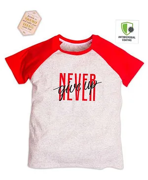 COCOON ORGANICS Half Sleeves Never Give Up Printed Tee - Red