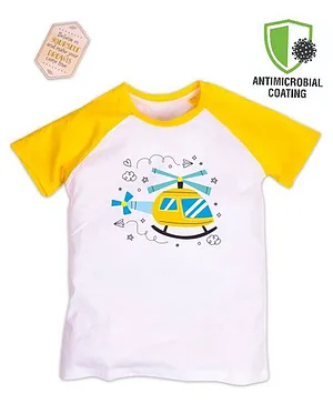 COCOON ORGANICS Half Sleeves Helicopter Print T Shirt - White