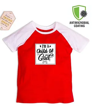 COCOON ORGANICS Half Sleeves Child Of God Print T Shirt - Red