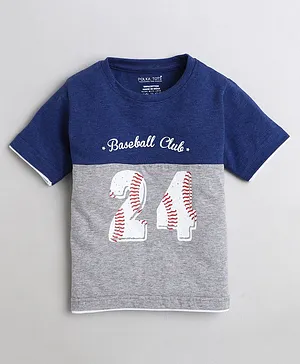 Polka Tots Half Sleeves Baseball Club Print T Shirt - Navy Blue