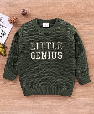 Babyhug Full Sleeves Sweater Text Design- Green