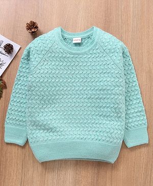 Babyhug Full Sleeves Cable Knit Sweater Solid - Blue