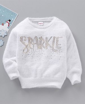 Babyhug Full Sleeves Pullover Text Print- White
