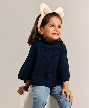 Babyhug Full Sleeves Sweater Solid Colour - Navy Blue