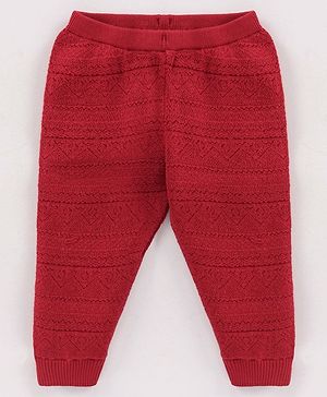 Babyhug Fleece Solid Full Length Lounge Pant - Red