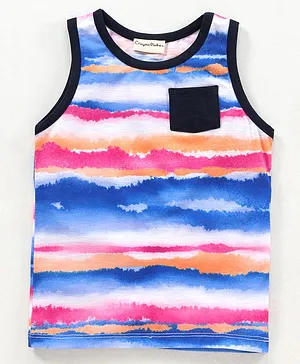 CrayonFlakes Sleeveless All Over Printed Tee - Blue