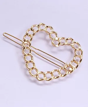 Milyra Links Detail Heart Hair Clip - Golden