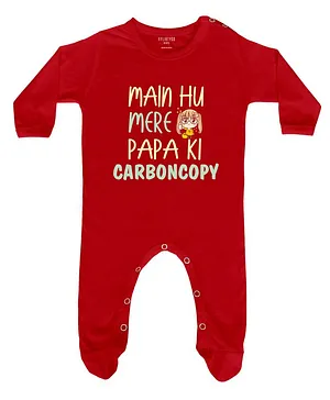 FFlirtygo Full Sleeves Papa Ki Carboncopy Printed Romper - Red