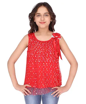 Cutecumber Sequin Embellished Sleeveless Top - Red