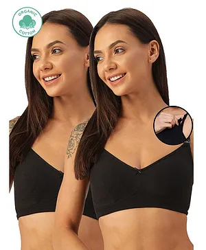 Inner Sense Pack Of 2 Organic Antimicrobail Low Impact Lounge Bra With Removable Pads - Black