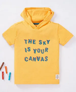 Ed-a-Mamma Half Sleeves Text Placement Printed Hooded - Yellow