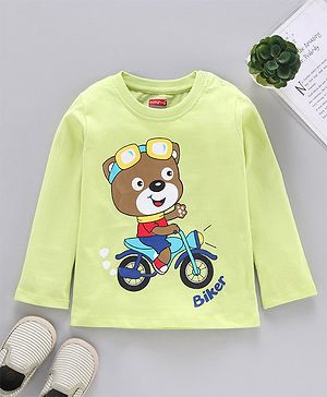 Babyhug Full Sleeves T-Shirt Bear Print - Lime