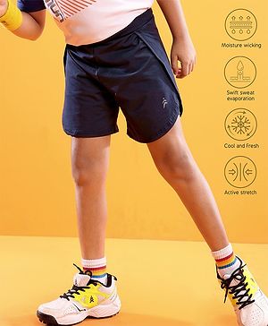 Pine Active High stretch Lycra Shorts Solid with Inner Tights - Navy