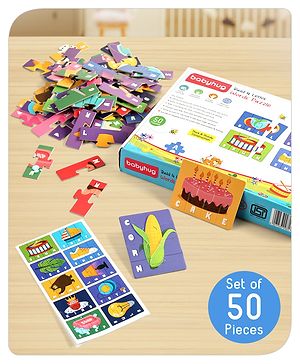 Babyhug 200 Pcs Learning Puzzles| Build 50 Puzzles of 4 Letter Word| Montessori Learning and Educational Puzzle for 3-6 Years Kids| Pre-School and Early Learning Gifting Toy| BIS Certified