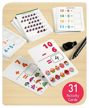 Babyhug Simple Maths Write N Wipe Double Sided Activity Cards - 31 Pieces