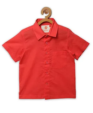 Charkhee Half Sleeves Solid Shirt - Red