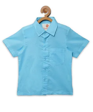 Charkhee Half Sleeves Solid Shirt - Light Blue