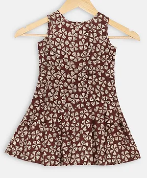 Charkhee Sleeveless Floral Print Dress - Brown