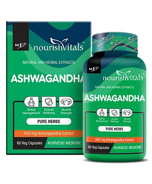 NourishVitals Ashwagandha Pure Herbs 500 mg Ashwagandha Extract - 60 Capsules