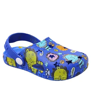 Yellow Bee All Over Animal Printed Casual Wear Clogs - Blue
