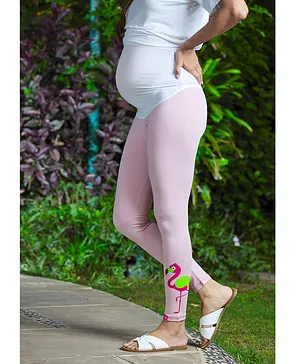 Momistaan Solid Flawless Flamingo Full Length Maternity Leggings - Pink