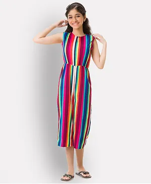 UPTOWNIE Sleeveless Striped Jumpsuit - Multi Colour