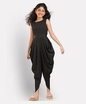 UPTOWNIE Sleeveless Solid Dhoti Style Jumpsuit - Black