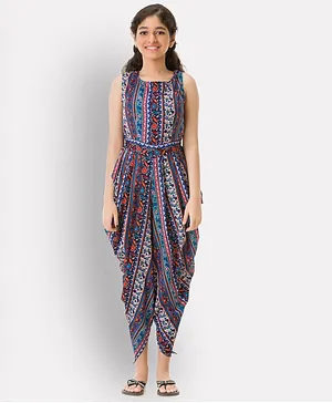 UPTOWNIE Sleeveless Printed Dhoti Style Jumpsuit - Multi Colour