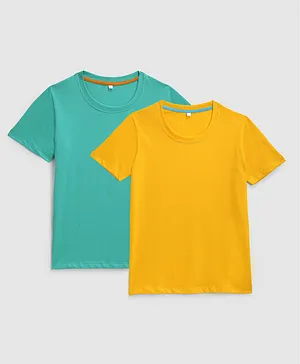 KIDSCRAFT Pack Of 2 Half Sleeves Solid Print Tee - Blue & Yellow