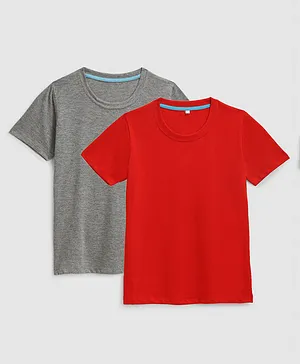 KIDSCRAFT Pack Of 2 Half Sleeves Solid Print Tee - Red & Grey