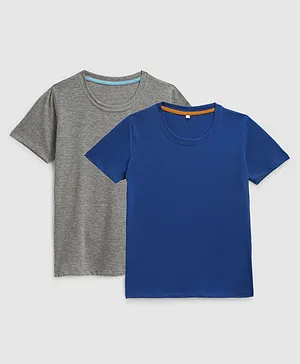 KIDSCRAFT Pack Of 2 Half Sleeves Solid Print Tee - Blue & Grey