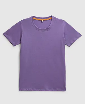 KIDSCRAFT Solid Print Half Sleeves T Shirt - Purple