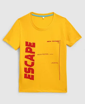 KIDSCRAFT Escape Print Half Sleeves Regular Tee - Yellow