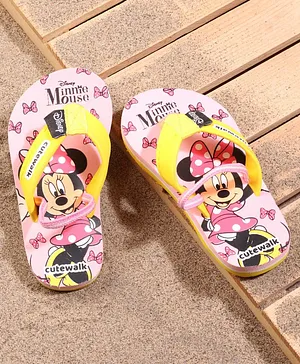 Cute Walk by Babyhug Flip Flops With Back Strap Minnie Mouse Print - Pink