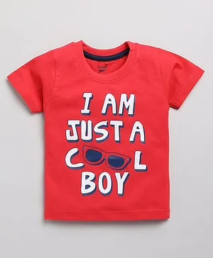 TOONYPORT I Am Just A Cool Boy Printed Half Sleeves T Shirt -Red