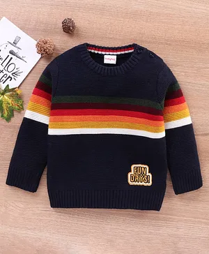 Babyhug Full Sleeves Sweater Stripes Design- Navy