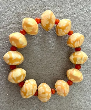 Kalacaree Printed Designer Beads Bracelet - Orange Cream